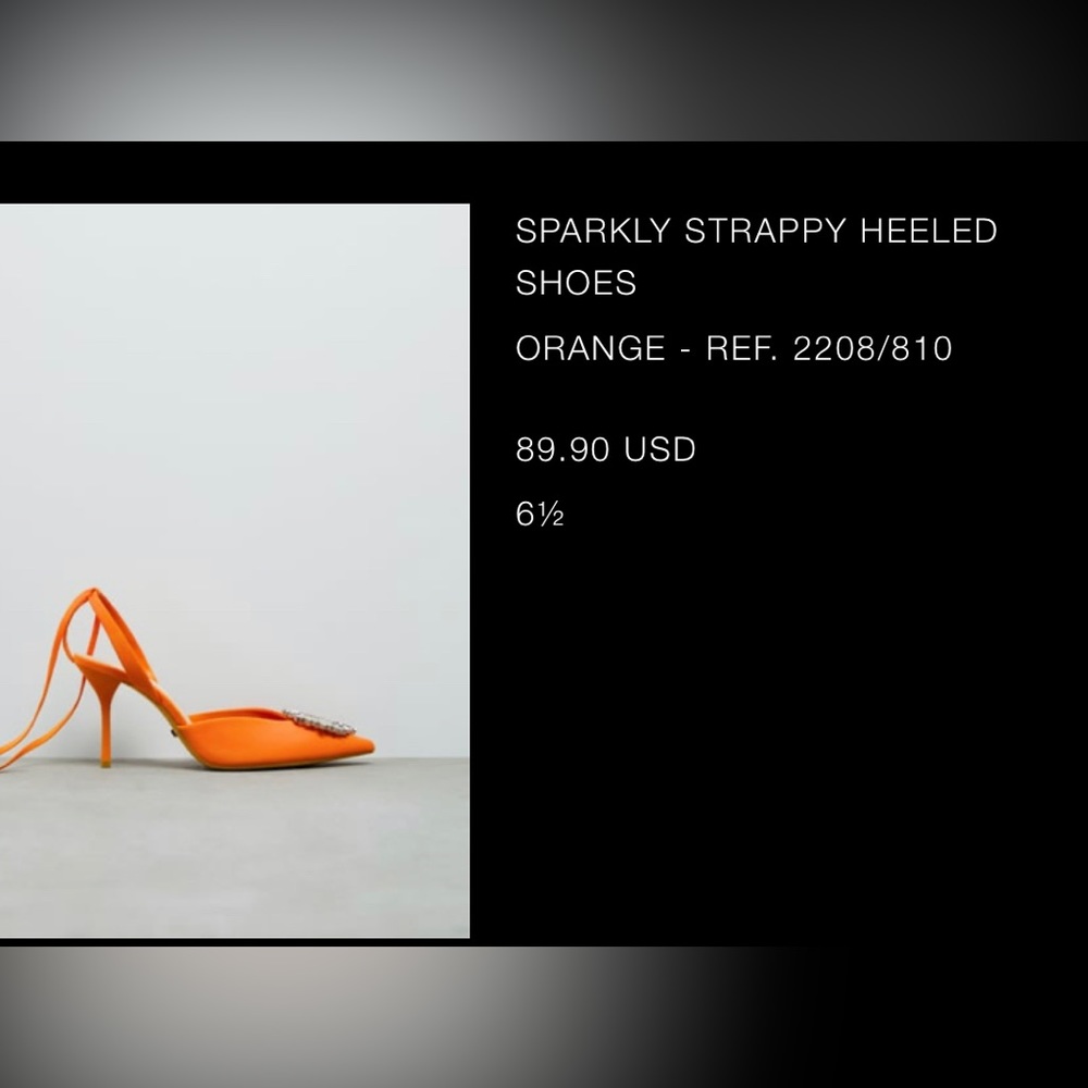 ZARA sparkly stappy heeled shoes orange